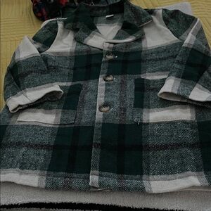 SHEIN Green and Gray Checkered Jacket